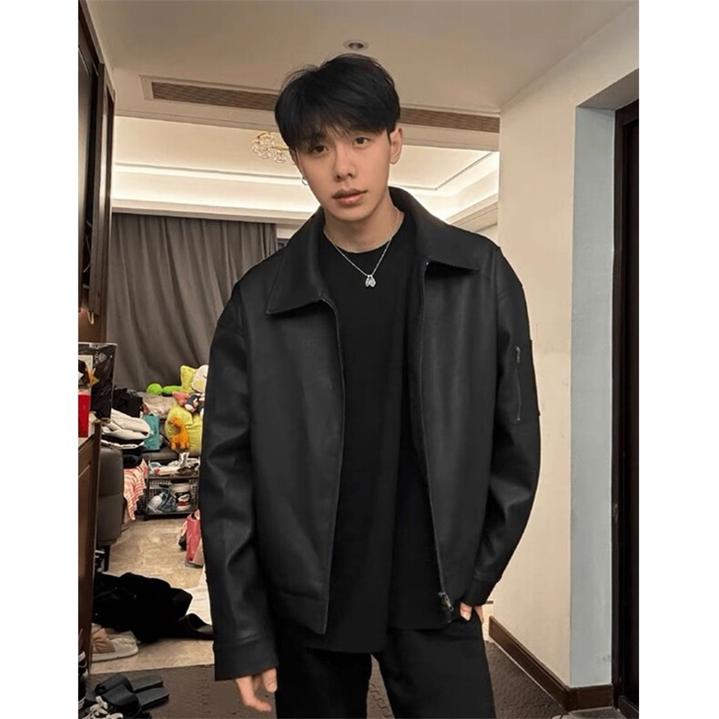 斌子PU皮夹克痞帅休闲短款皮外套设计感上衣J2603-P75，男装夹克，星座1213