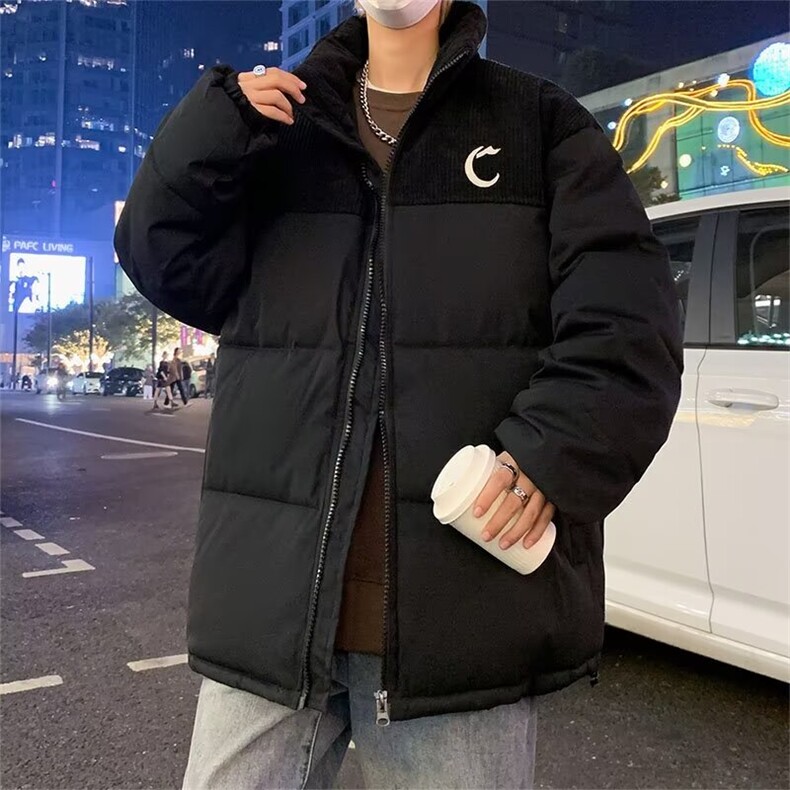 美式灯芯绒拼接棉衣男女立领保暖棉服秋冬季字母休闲外套410-P78图片