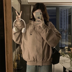 2024新款港风美式ins潮流宽松百搭连帽风衣夹克外套女JK1257-P80，男装夹克，星座313A(原308A-2)