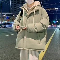 冬季青少年连帽假两件外套加绒加厚休闲简约棉衣棉服5303-P85，男装棉衣，电商B306