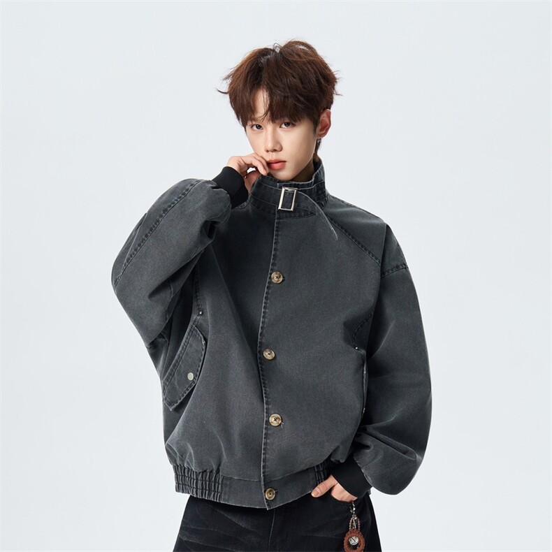 春季宽松复古做旧立领工装夹克男款潮流百搭外套XZ309JK8013P99,男装夹克,星座309（原A406）