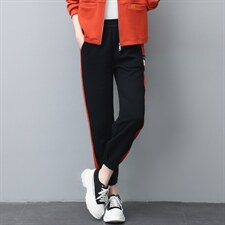 时尚拼接撞色休闲裤女宽松显瘦运动卫裤，女装休闲裤，依恋蒂丝