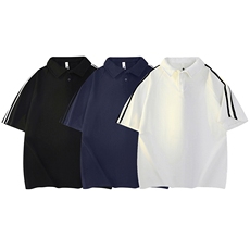得物抖音高品质二开240克重磅纯棉中性风三杠织带POLO翻领短袖T恤，男装T恤，电商A486