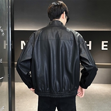 痞帅立领休闲机车高级感皮衣男2024款皮夹克外套男款潮流秋冬季，男装夹克，星座914