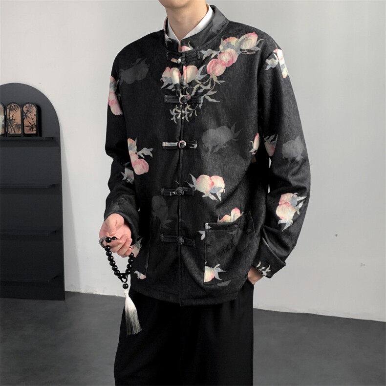 2025秋装新款风夹克外套新中式蟠桃唐装复古汉服2511-P128，男装夹克，电商A057
