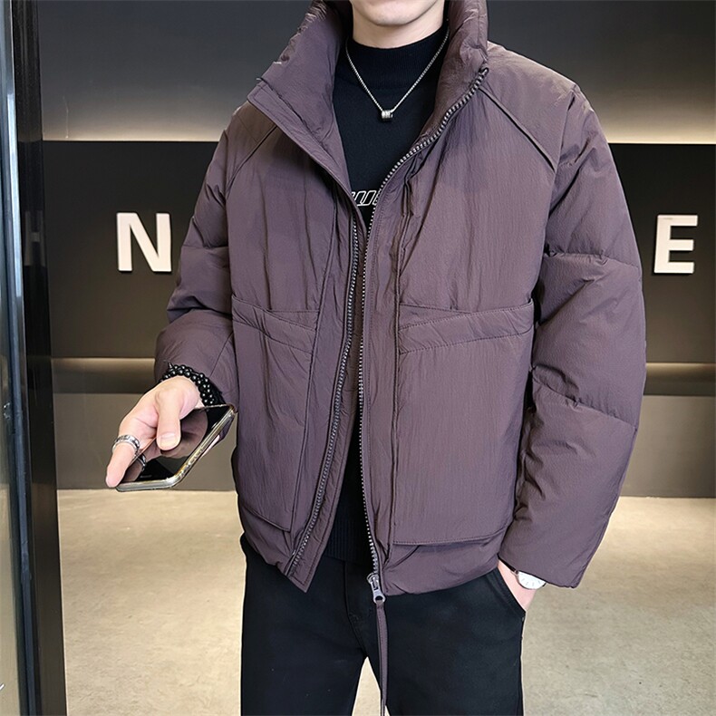 90新标2025设计款加厚保暖立领简约宽松羽绒服外套8821-P295,男装羽绒服,电商A413