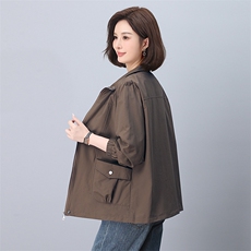 2025年春秋外套新款中长款双层面料上衣，女装短外套，3200格调