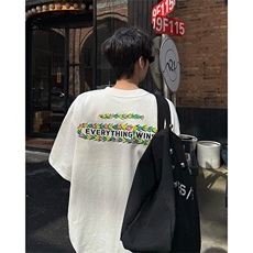 潮牌短袖T恤花绘刺绣设计感T恤美式复古刺绣立体短袖T恤半袖P50，男装T恤，电商B319