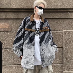 wassup happy扎染水洗牛仔外套男春秋季美式复古潮牌重磅休闲夹克图片