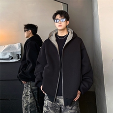 美式复古两面穿千鸟格拉链夹克春秋季潮牌宽松连帽外套JK100-P78，男装夹克，电商C307