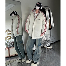 现货假两件格子羽绒棉衣抖音得物二开冬季棉服加厚外套BMY206，男装棉衣，电商A486