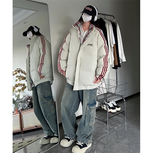 现货假两件格子羽绒棉衣抖音得物二开冬季棉服加厚外套BMY206图片