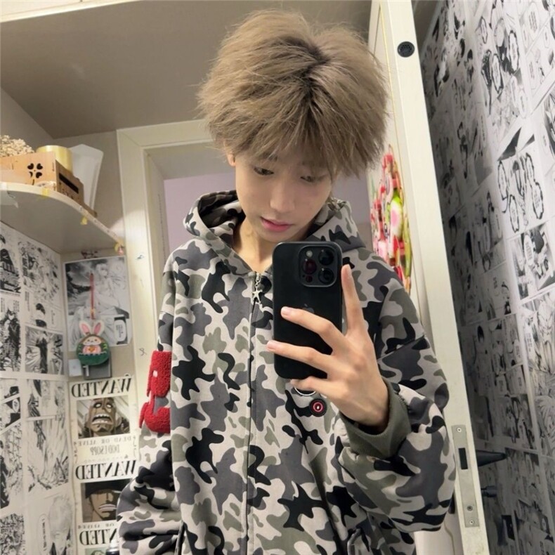 潮美式工装杜宾犬连帽卫衣复古男女宽松百搭个性上衣WJK2029,男装工装外套,星座208-5
