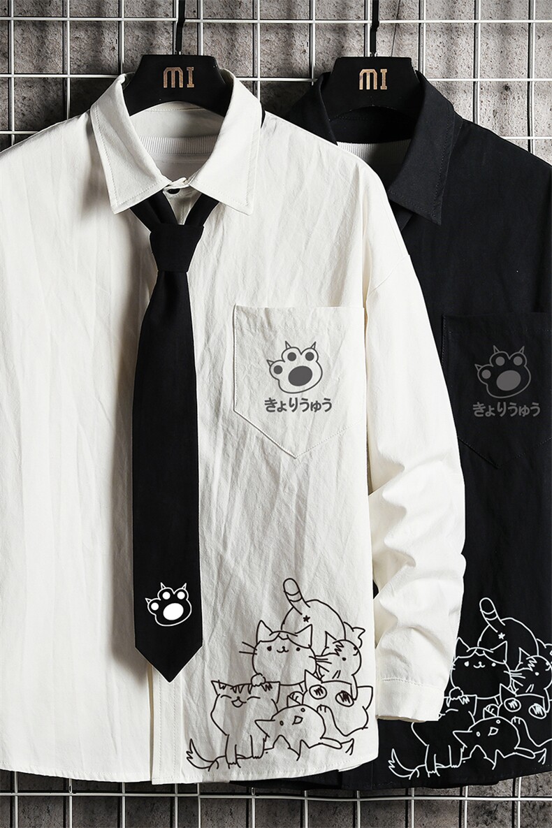 LC42107-P45痞帅领带长袖衬衫男士大码dk制服男jk衬衣男网格挂拍,男装衬衫,电商A040A