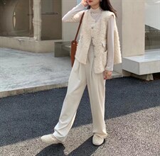 皮毛一体毛边马甲，女装马甲，深度