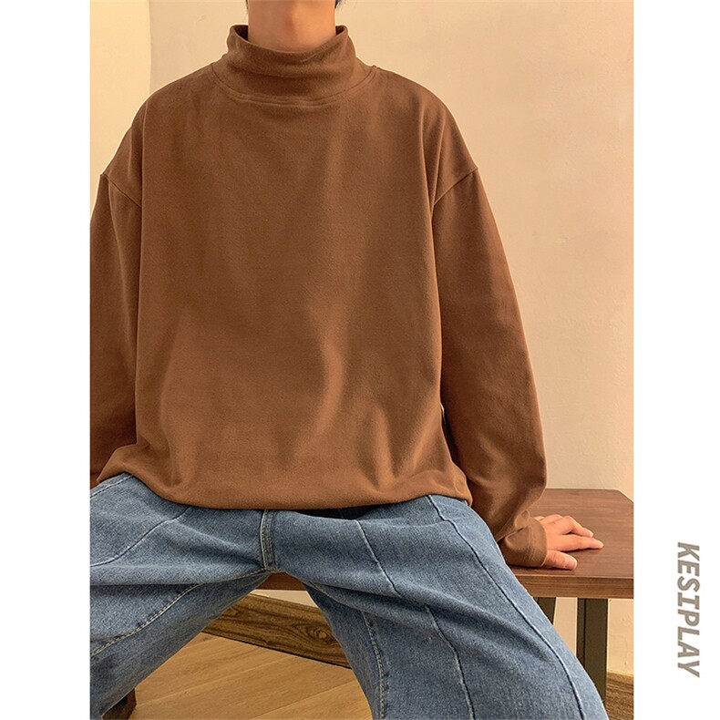 HD1438-TP35控价48仿德绒半高领打底衫加绒纯色T恤男内搭卫衣,男装卫衣,电商A102-1