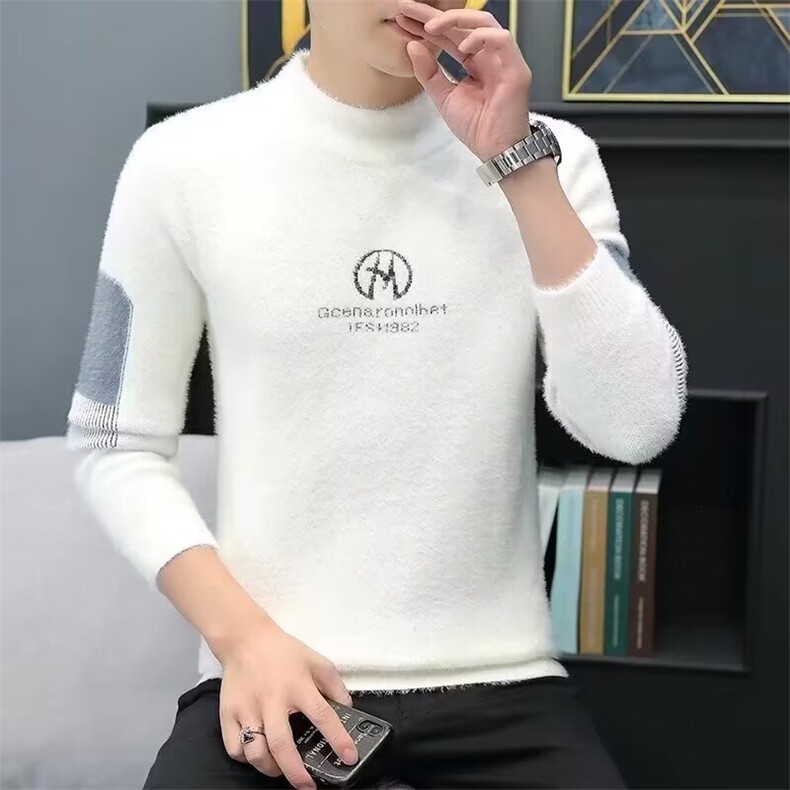 2026新款半高领男毛衣冬季保暖时尚套头针织衫打底衫青年外套潮,男装T恤,星座506A