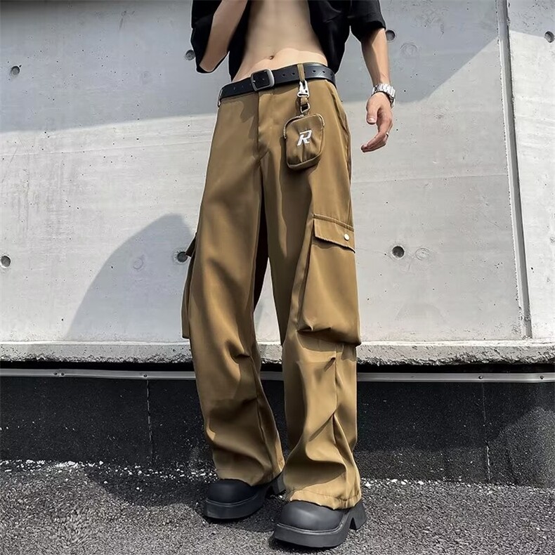 工装裤男夏季复古小众设计感阔腿伞兵裤痞帅休闲裤子NZ65,男装休闲裤,星座1116A-1（原606A）