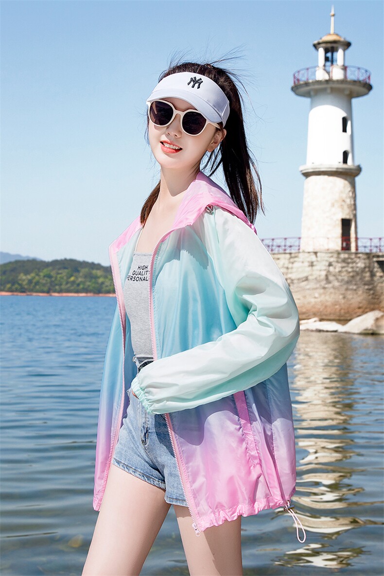 奥特莱斯大牌撤柜清仓余单透气防晒衣女宽松印花百搭防晒服外套夏,女装防晒衣,可可小西