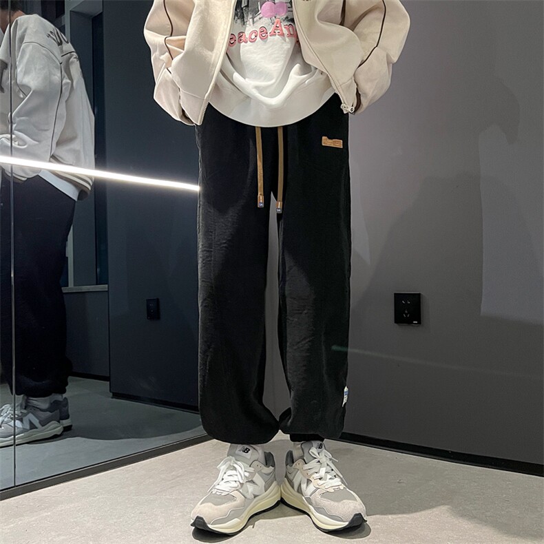 2024冬季华夫格裤子潮流加绒加厚束脚裤313A-1-NK73-P65控78,男装休闲裤,星座808A-1