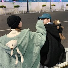 情侣羊羔毛加厚小熊设计感棉衣连帽外套A071-1010-P110，男装棉衣，电商A071