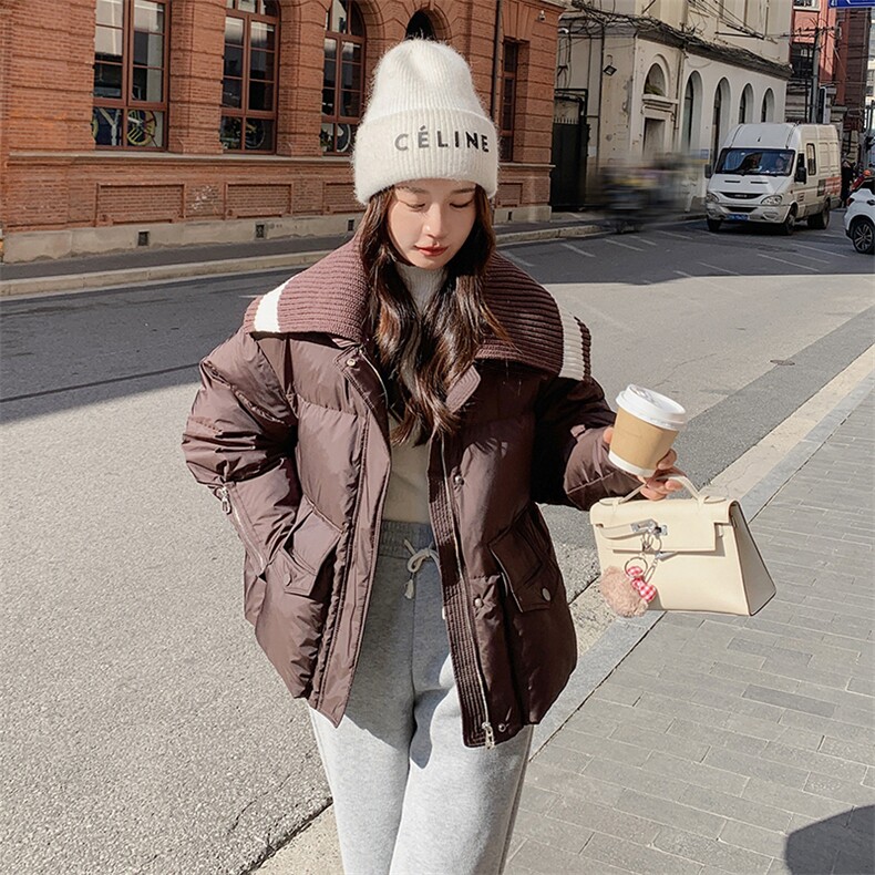 【现货】90绒针织翻领羽绒服女短款外套8826P270K398,女装羽绒服,2C269