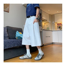夏季日系慵懒风复古咖啡色休闲七分裤子1001-1-QK142-P45，男装牛仔裤，星座1001-1