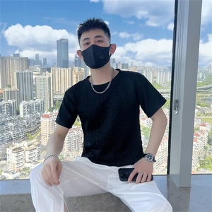 麻花辫短袖t恤男夏季薄款新款内搭春秋季针织打底衫T213