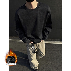菠萝格450g重磅扎染加绒银狐绒长袖卫衣男W5059J加绒-特P35控68，男装卫衣，电商A001