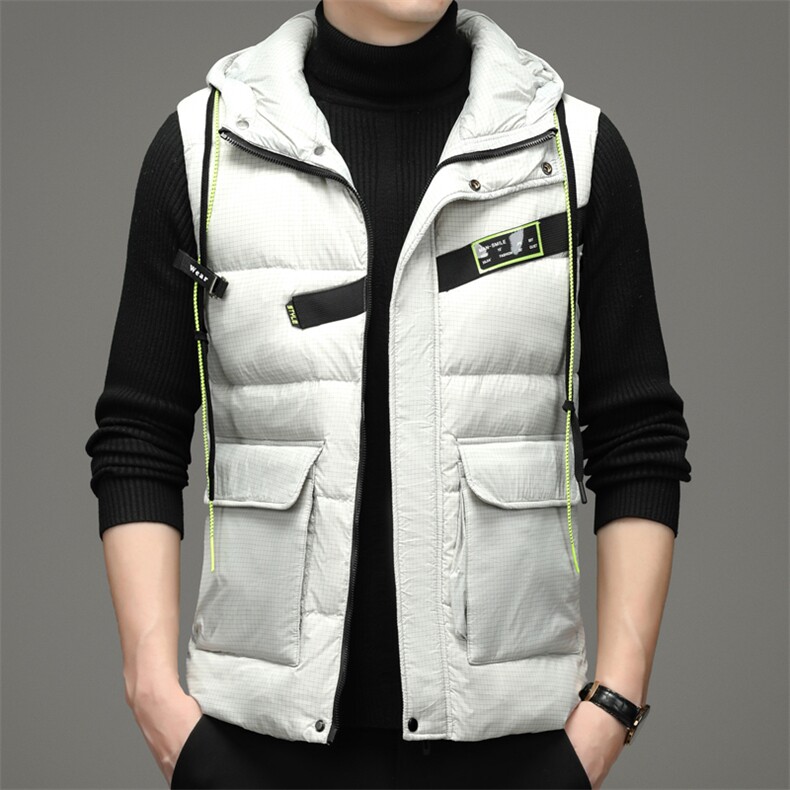AN9889钱塘2020-3秋冬新款时尚潮流男士连帽休闲保暖羽绒马甲P91，男装背心/马甲，钱塘207-3