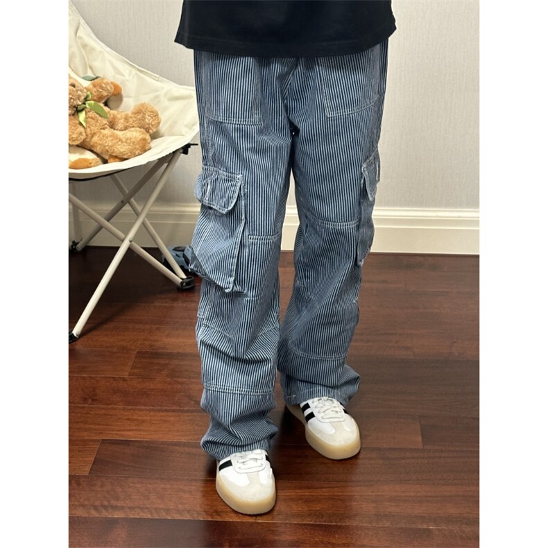 【现货】条纹工装牛仔男款夏季设计感美式复古裤子KZ23PP-特P58,男装工装外套,星座1007（原301D）