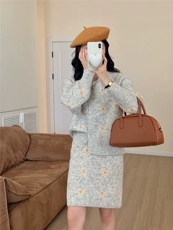 2025年秋季新款百搭针织裙子套装高级感盐系轻熟两件套，女装针织衫/毛衣，织己羊绒