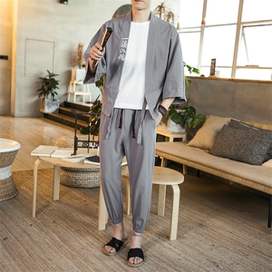 夏季风道袍男短袖汉服开衫汉服防晒衣套装中性男女  TZ01/P85图片