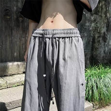 新中式风盘扣休闲裤男夏季宽松直筒阔腿裤痞帅高级感28322-p45，男装休闲裤，星座1008