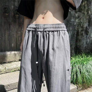 新中式风盘扣休闲裤男夏季宽松直筒阔腿裤痞帅高级感28322-p45图片