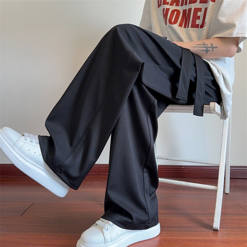 夏季新款休闲裤男纯色织带冰丝裤小众百搭长裤 CK3518-P45 控68图片