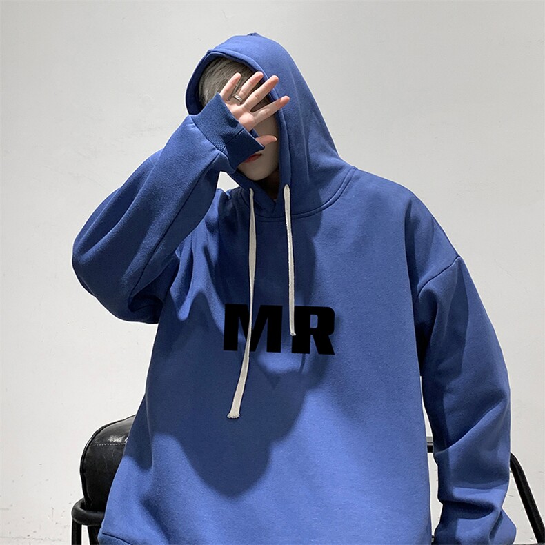 WY2253-P35加绒款-P40纯棉连帽卫衣男大码运动帽衫宽松薄外套男,男装卫衣,电商A040