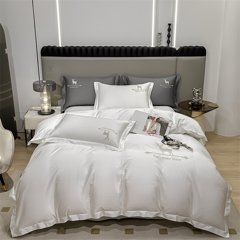 新款舒适透气轻奢纯色四件套--一鹿有你，床品套件，一起卖家纺