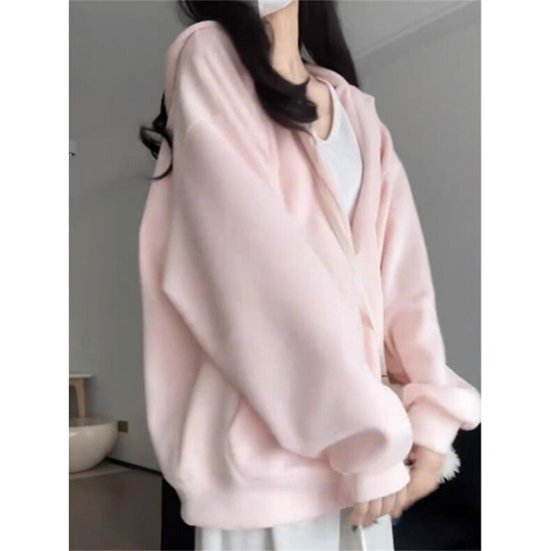 QC032-P65多巴胺超甜美粉色连帽v领卫衣女春秋冬百搭外套,女装卫衣/绒衫,星座617A-2