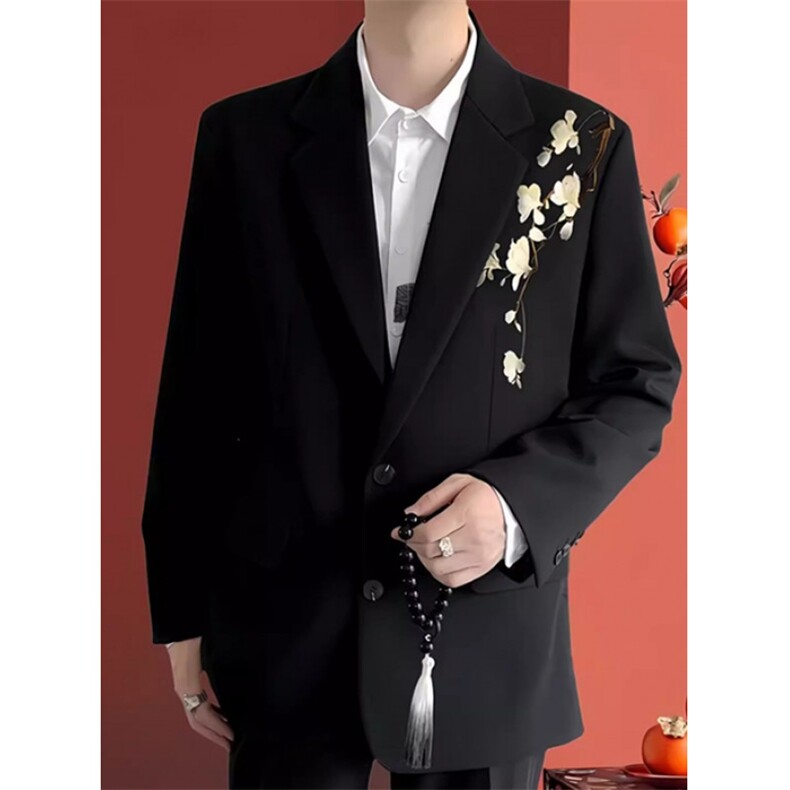 秋季轻奢立体绣花重工亮片休闲西服外套男痞帅演出西装XW75,男装西服套装,星座1116A（原606A-3）