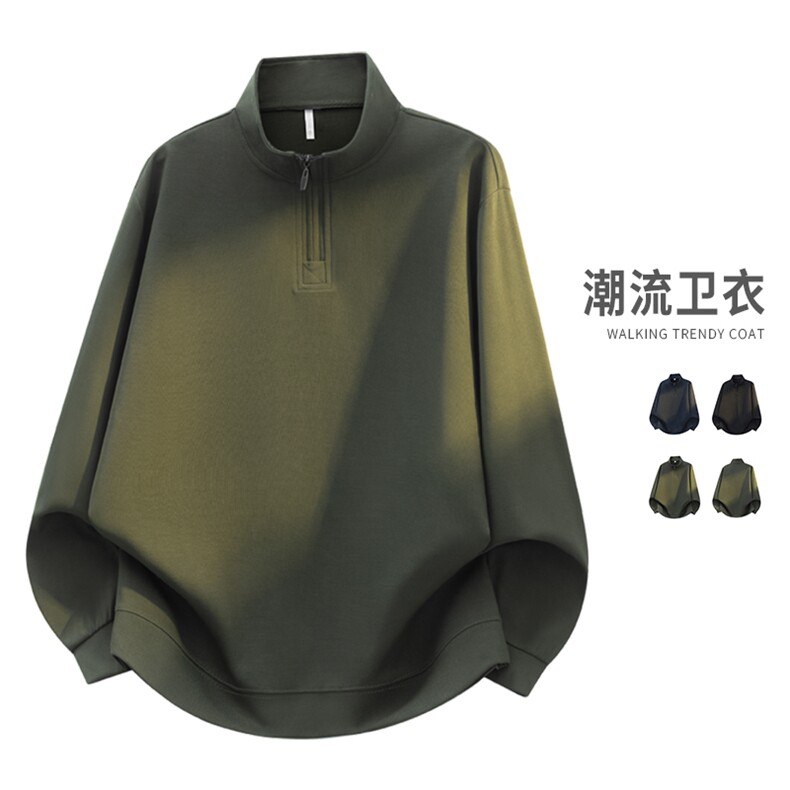 WY601-P39 春季新款半高领卫衣男士打底衫百搭半拉链长袖卫衣上衣图片