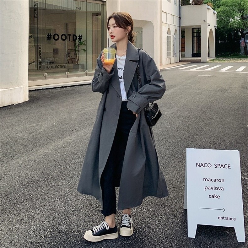 【新款现货】2022秋高品质过膝风衣251-610-P155-218，女装风衣，浙宝189