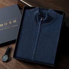 秋季新款纯色针织拉链时尚百搭无袖纯色带兜马甲，男装针织衫/毛衣，曼云男装羊绒