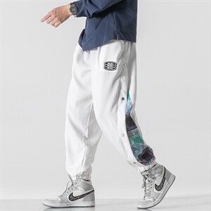 日系2024秋冬新款侧开叉拼接束脚运动休闲潮牌裤子2110-P45控69，男装休闲裤，星座914-3