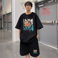 ！2025夏季新款男士华夫格短袖T恤套装情侣一套HTZ111P50，男装T恤，电商B220
