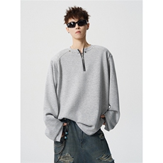 美式半拉链圆领卫衣百搭休闲上衣A50-特P37-控68，男装卫衣，星座609