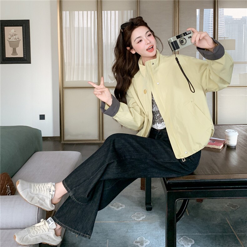 2026春季新款现货拼色百搭短款休闲外套2610-p135-218,女装短外套,2B115