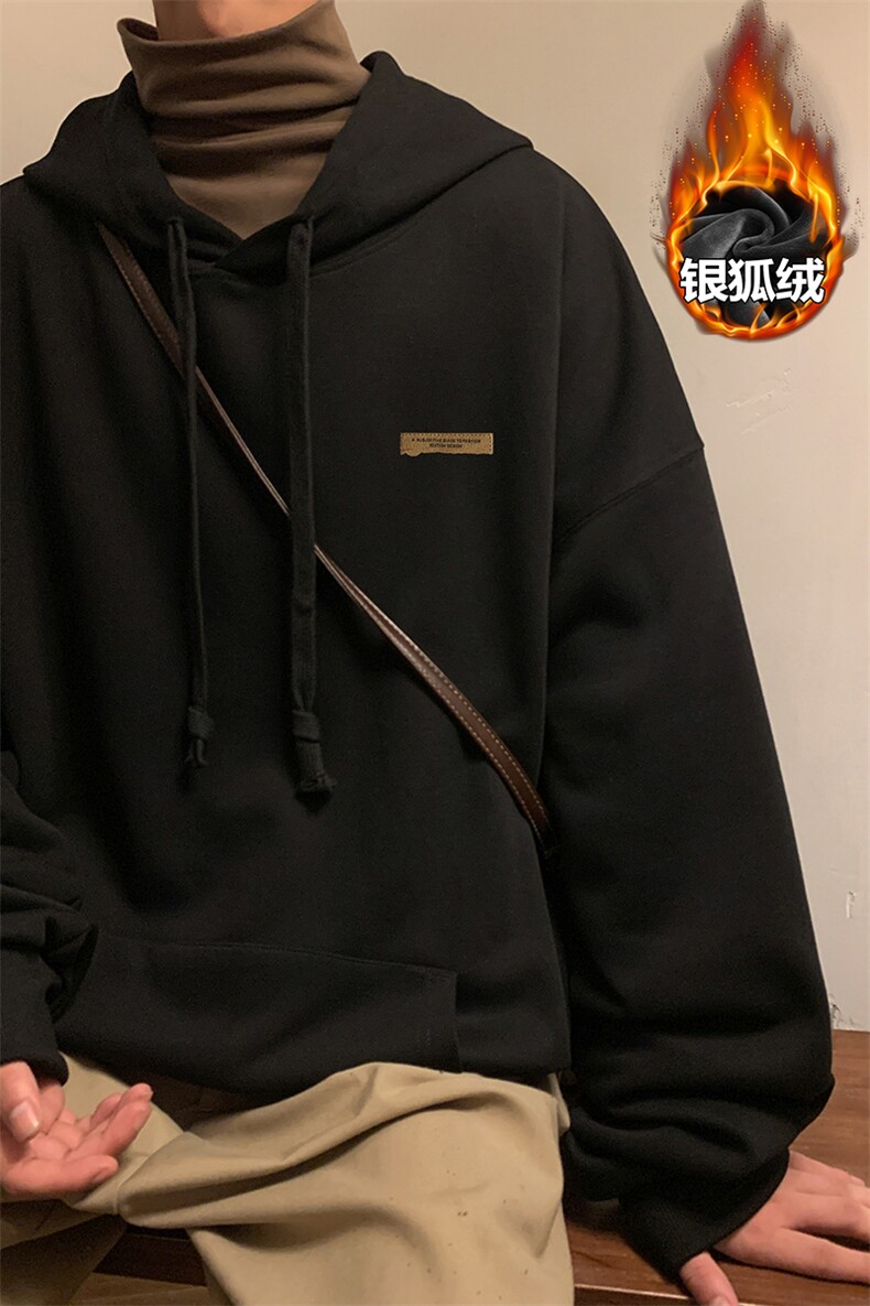特批P48无差价冬季港风银狐绒320克重磅华棉连帽卫衣男W414J加绒,男装卫衣,电商A001-1