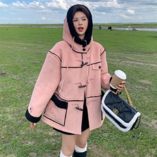 【新款】粉色皮毛一体羊羔毛外套886-P190-K289，女装棉衣/棉服，2C305