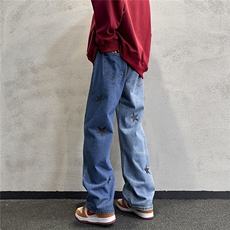 k1069-p55-控78M-5XL现货宽松cleanfit牛仔裤港风高阶黑暗牛仔，男装牛仔裤，星座116